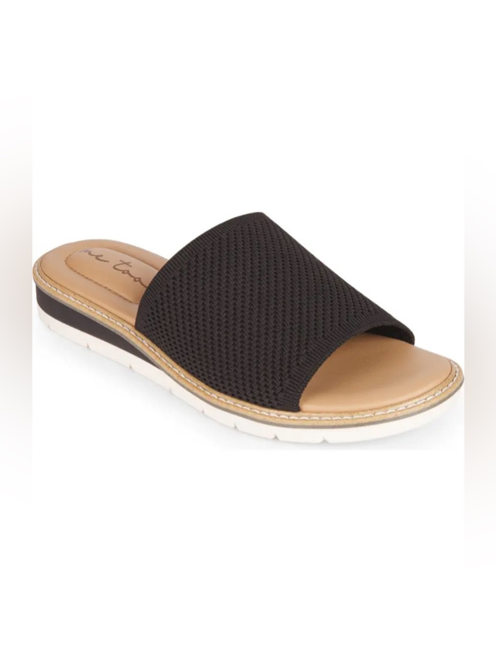 Me Too Aleia Black Knit Slide Sandals - Size 6.5